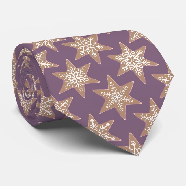 Gingerbread Stars Spiced Plum Neck Tie Slips (Rullad)