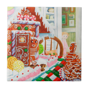 GINGERBREAD SURPRISE 4.25x4.25 keramiskt plattor Kakelplatta