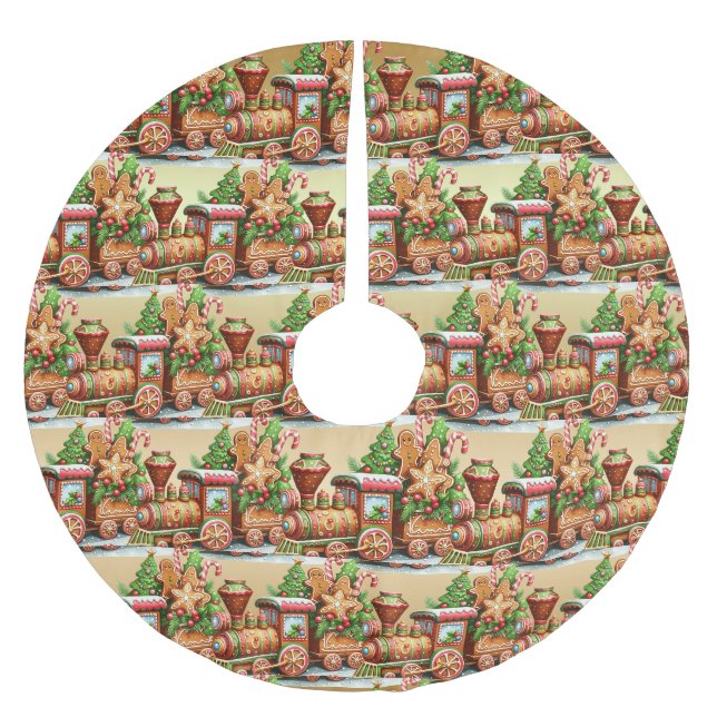 Gingerbread Tåg Julgran Skridsko Julgransmatta Borstad Polyester (Framsidan)