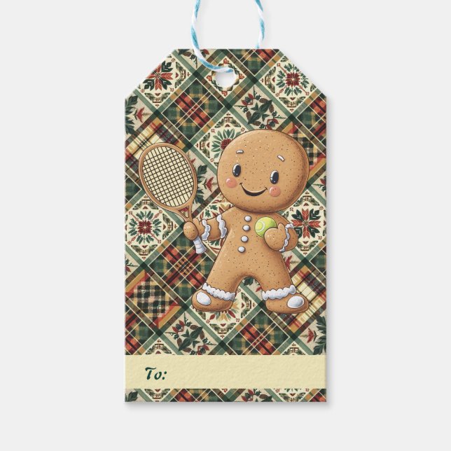 Gingerbread Tennis Grand Slam 🎾🎄anpassad text Presentetikett (Framsidan)