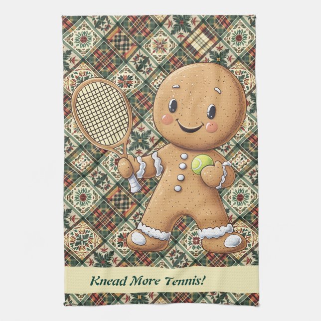 Gingerbread Tennis Grand Slam 🎾🎄custom text Kökshandduk (Vertikal)