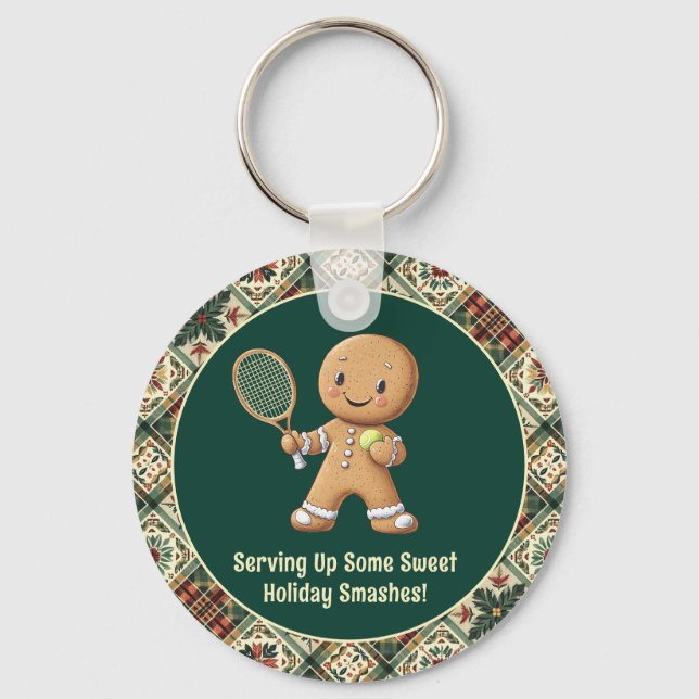 Gingerbread Tennis Grand Slam 🎾🎄custom text Nyckelring (Framsida)