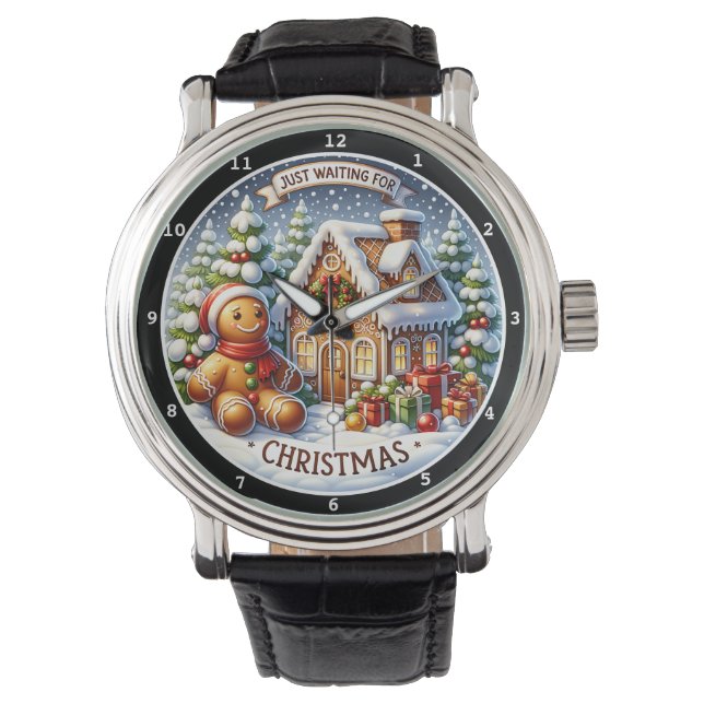 Gingerbread Village Charm Festive Christmas Wall  Armbandsur (Framsida)