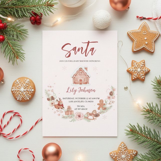 Gingerbread Vinter Baby Shower Inbjudningar (christmas baby invite)