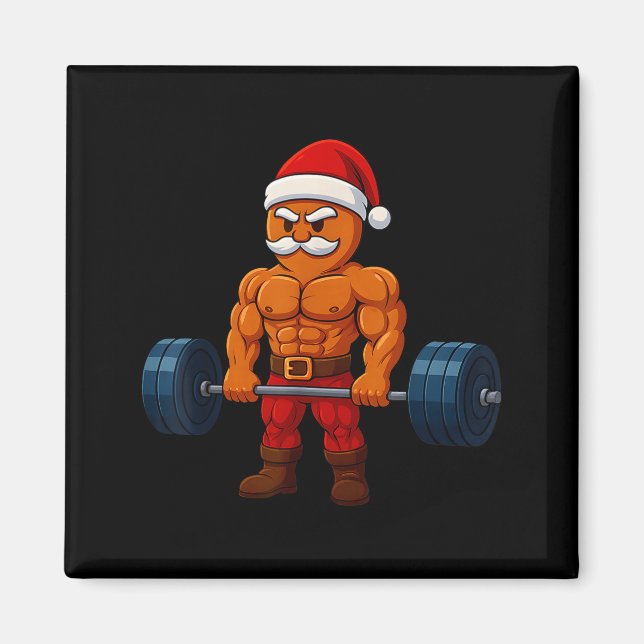 Gingerbread Weightlifting Fitness Gym Workout Chri Magnet (Framsidan)