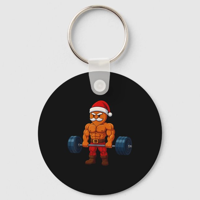 Gingerbread Weightlifting Fitness Gym Workout Chri Nyckelring (Framsida)