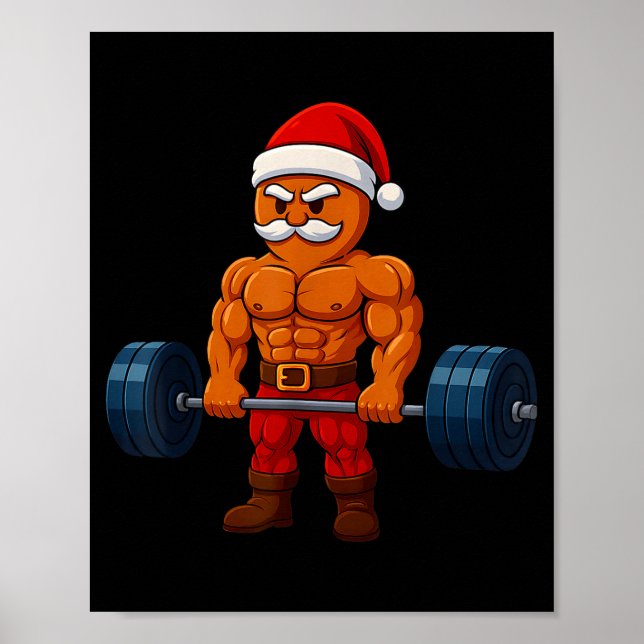 Gingerbread Weightlifting Fitness Gym Workout Chri Poster (Framsidan)