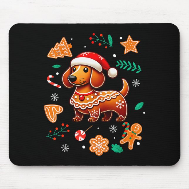 Gingerbread Weiner Dog Lover Dachshund Christmas C Musmatta (Framsidan)