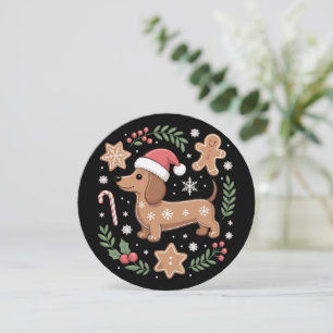 Gingerbread Wiener Hund Älskare Dachshund Jul Julkort
