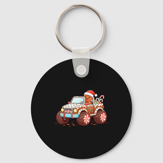 Gingerbread Xmas Candy Truck Funny Christmas Bakin Nyckelring (Framsida)