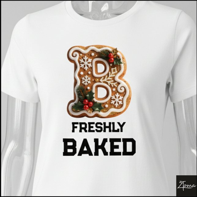 Gingerbreadkakans jul initial bokstav B T Shirt (Skapare uppladdad)