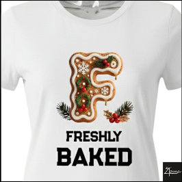 Gingerbreadkakans jul initial bokstav F T Shirt