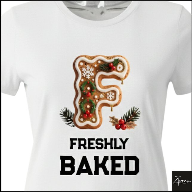Gingerbreadkakans jul initial bokstav F T Shirt (Skapare uppladdad)