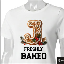 Gingerbreadkakans jul initial bokstav J T Shirt
