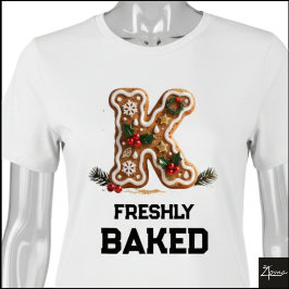 Gingerbreadkakestavning jul initial bokstav K T Shirt