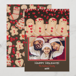 Gingerbreadkakfamilj julfirande julfotograf inbjudningar