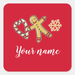 Gingerbreadman Kärlek Fyrkantigt Klistermärke