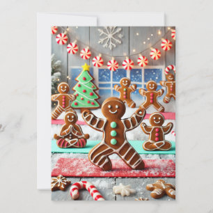 Gingerbreadmannen gör yoga: Hitta min julfrid Julkort
