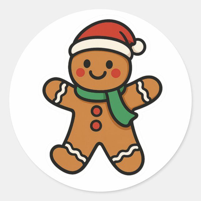 Gingerbreadmannen Runt Klistermärke (Framsida)