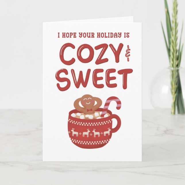 Gingerbreadmannen slappnar av i mugg julhelg kort (Framsida)