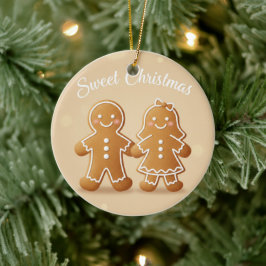 Gingerbreadpar Middagsjul Bakälskare Julgransprydnad Keramik