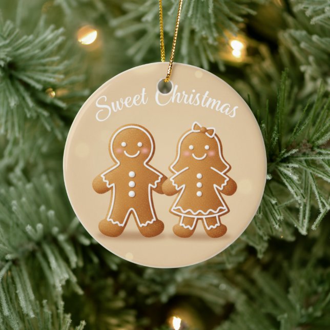 Gingerbreadpar Middagsjul Bakälskare Julgransprydnad Keramik (Träd)