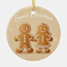 Gingerbreadpar Middagsjul Bakälskare Julgransprydnad Keramik