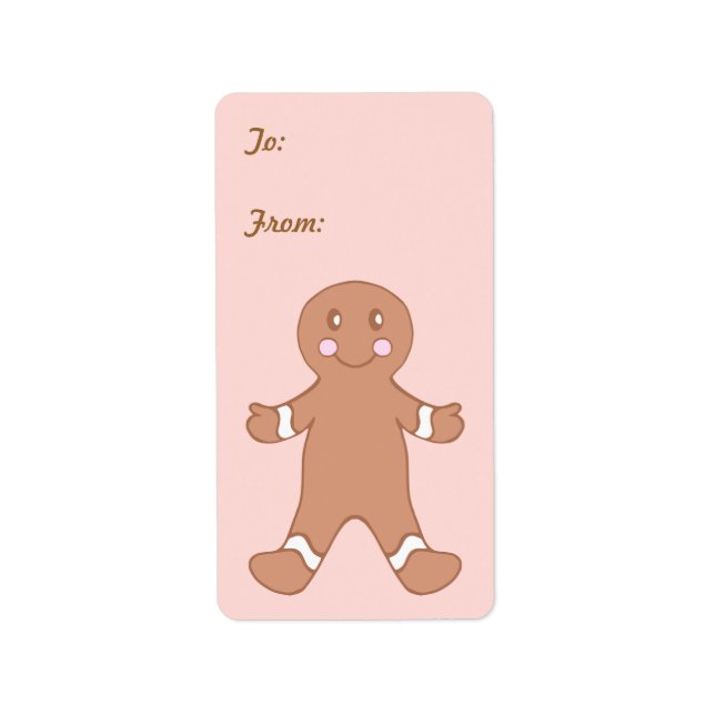 Gingerbreadpojke presenttagg etikett adressetikett (Framsidan)