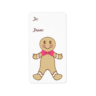 Gingerbreadpojke presenttagg etikett adressetikett