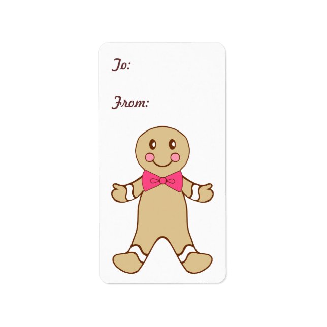 Gingerbreadpojke presenttagg etikett adressetikett (Framsidan)