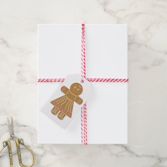 Gingerbreadsflicka Presentetikett (Med Snöre)