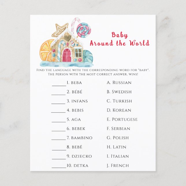 Gingerbreadshus - Baby runt hela världen spel (Framsida)