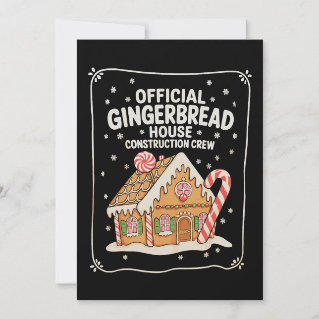 Gingerbreadshus Byggarbetslag Jul Julkort (Framsida)