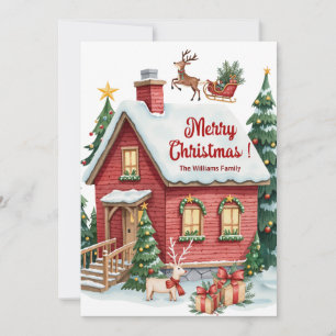 Gingerbreadshus Ren Fjällgranar Julkort