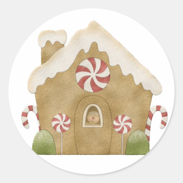 Gingerbreadshus Runt Klistermärke (Framsida)
