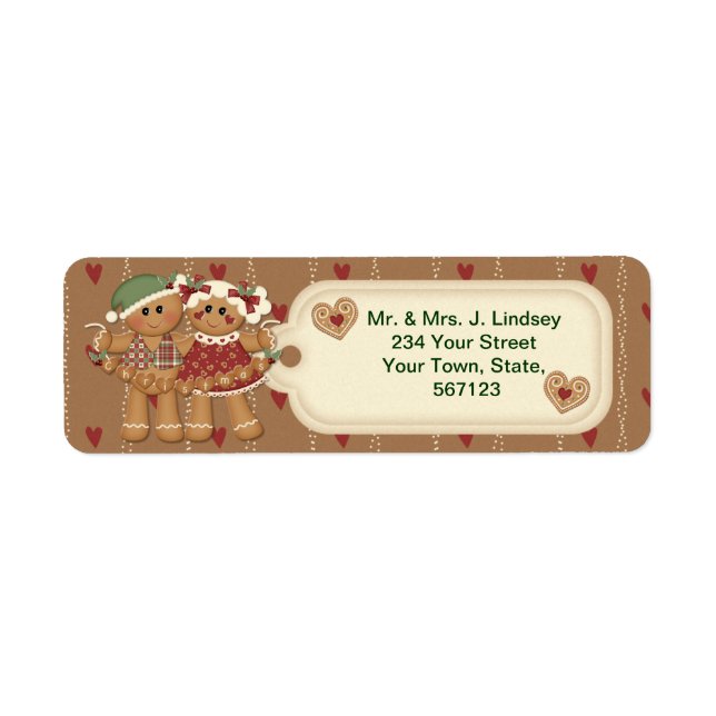 Gingerbröd Adressetiketter i Land jul Returadress Etikett (Framsidan)