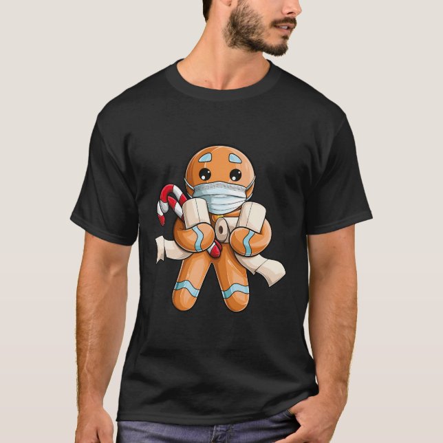 Gingerbröd Ansikte Mask jul 2020 Karantän Pa T Shirt (Framsida)