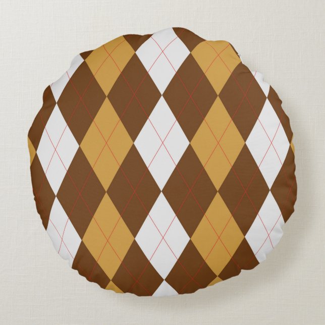 Gingerbröd Argyle Round Pillow Rund Kudde (Baksidan)
