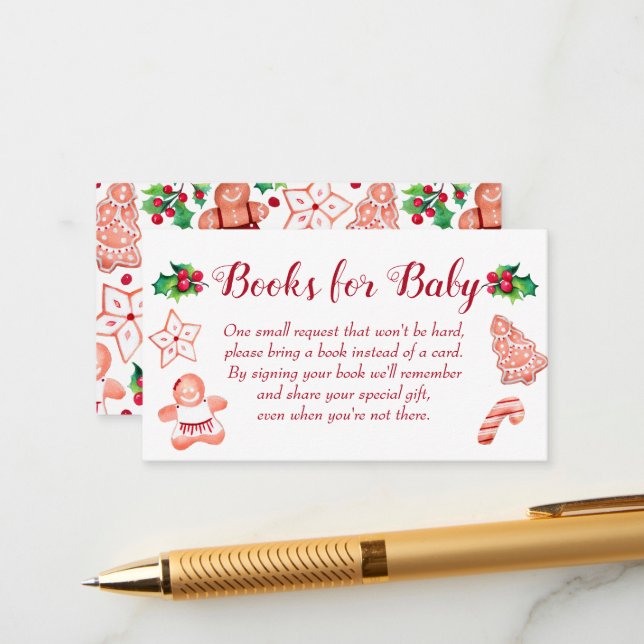 Gingerbröd Baby Shower Bokar för Flicka Tilläggskort (Fram/Back In Situ)