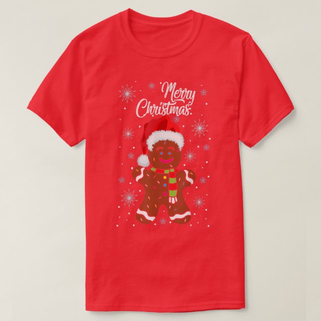 Gingerbröd Bära Santa Hat-juldräkten Cooki T Shirt (Design framsida)