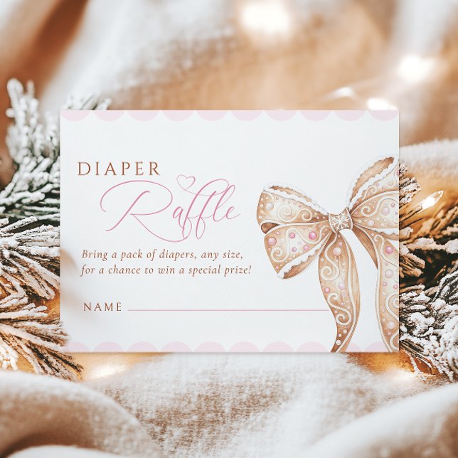 Gingerbröd Bow Baby Shower Raffle Tilläggskort (Skapare uppladdad)