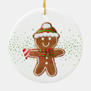Gingerbröd Boy Candy cane Heart NAMN Holliday Julgransprydnad Keramik