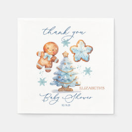 Gingerbröd Boy Julgran Baby Shower Tack Pappersservett