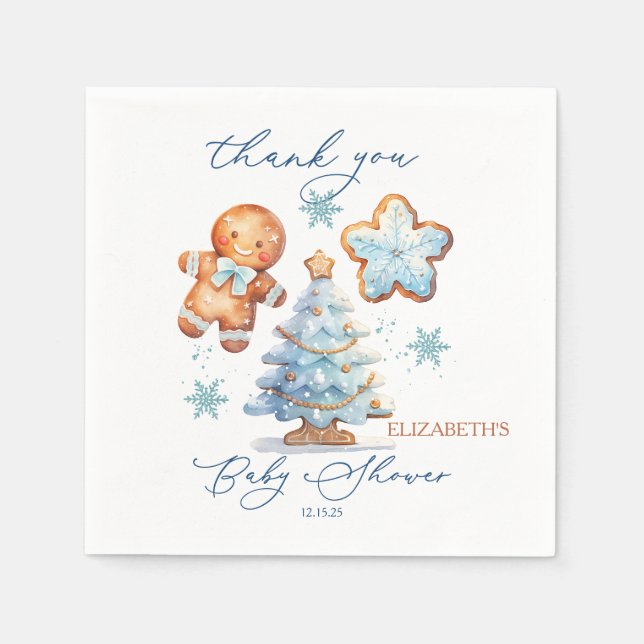 Gingerbröd Boy Julgran Baby Shower Tack Pappersservett (Framsidan)