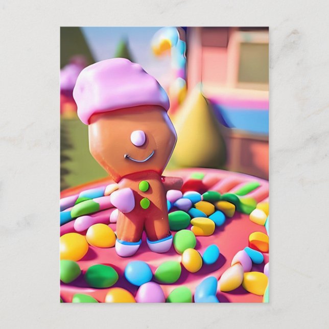 Gingerbröd Boy Makes Bra - julkonst Vykort (Framsida)