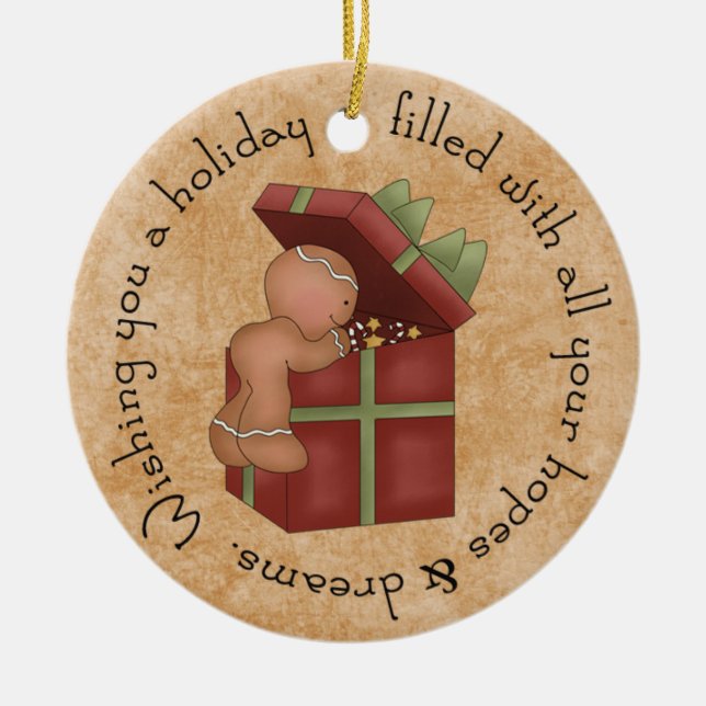 Gingerbröd Boy-peppar Julgransprydnad Keramik (Framsidan)