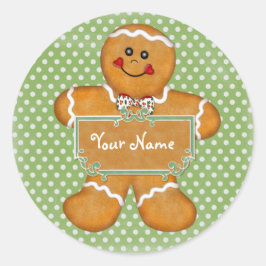 Gingerbröd Boy Polka Dot Sticker Runt Klistermärke