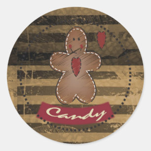 Gingerbröd Candy Runt Klistermärke