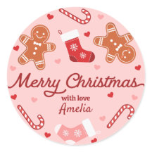 Gingerbröd Candycane Stockings Rosa jul