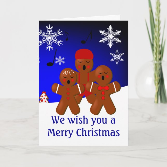 Gingerbröd Carolers God jul Card Helgkort (Framsida)